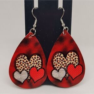 Women's earrings dangle cheetah hearts jewelry new d88
